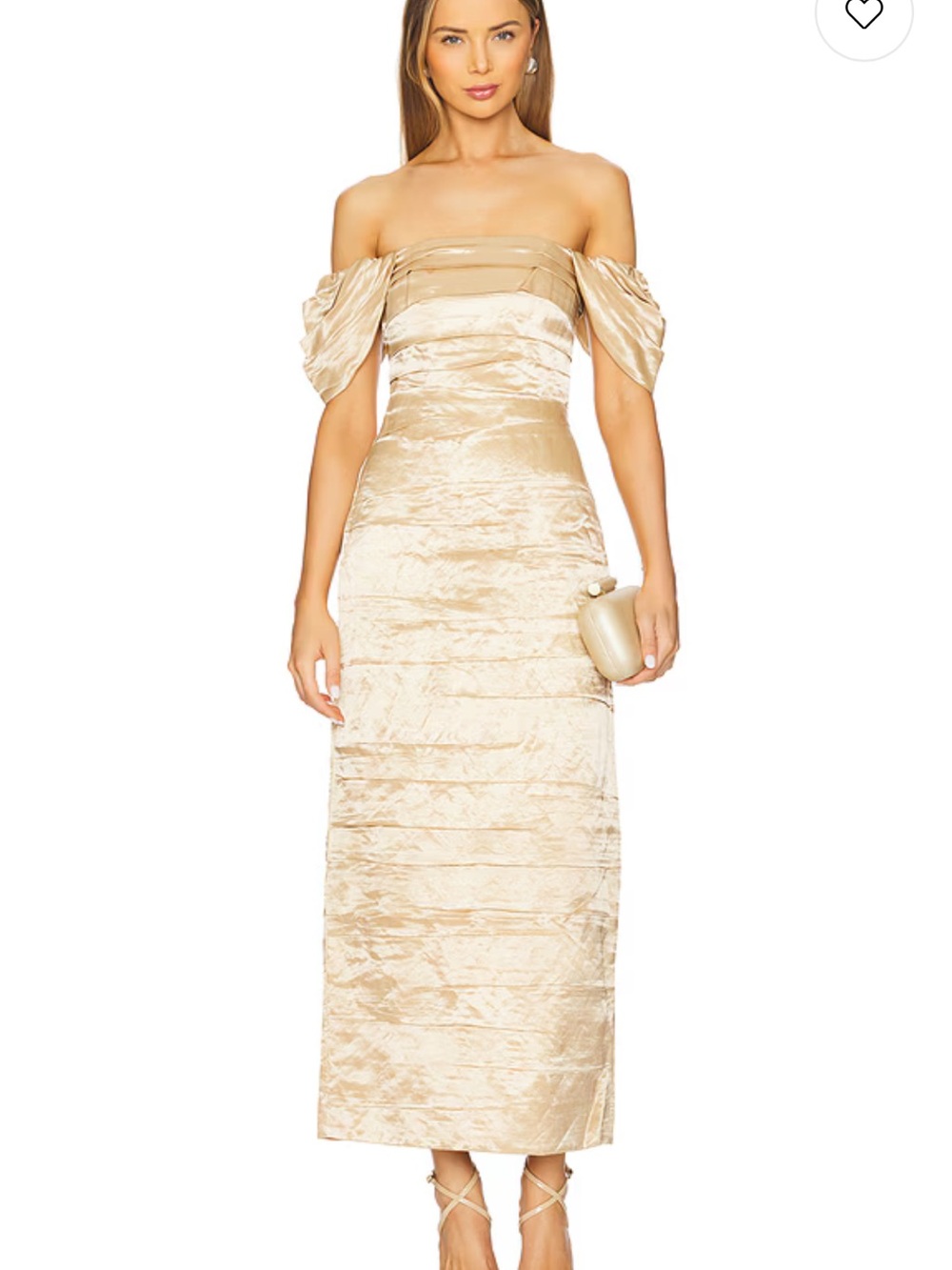 Aje Champagne Off-Shoulder Midi Dress